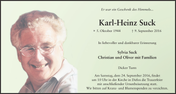 Traueranzeige von Karl-Heinz Suck 