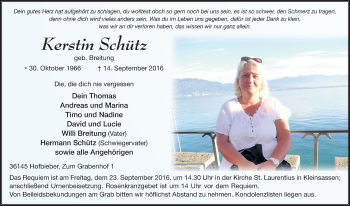 Traueranzeige von Kerstin Schütz 