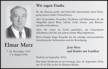 Traueranzeige von Elmar Merz 