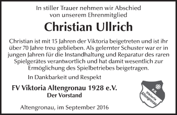 Traueranzeige von Christian Ullrich 