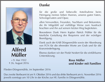 Traueranzeige von Alfred Müller 