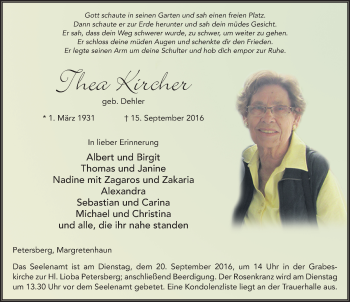 Traueranzeige von Thea Kircher 