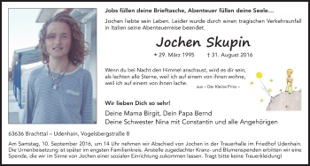 Traueranzeige von Jochen Skupin 
