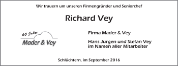 Traueranzeige von Richard Vey 