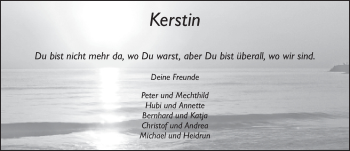 Traueranzeige von Kerstin Schütz 