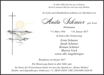 Traueranzeige von Anita Schmier 