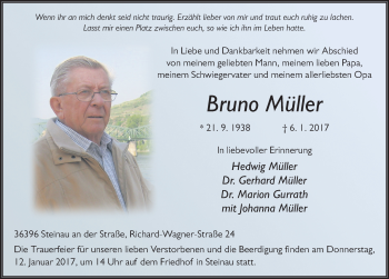 Traueranzeige von Bruno Müller 