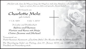 Traueranzeige von Charlotte Molz 