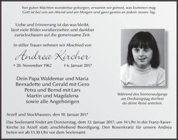 Traueranzeige von Andrea Kircher 