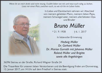 Traueranzeige von Bruno Müller 
