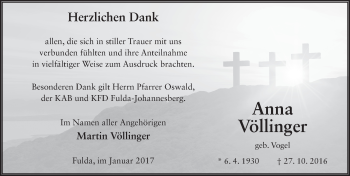 Traueranzeige von Anna Völlinger 