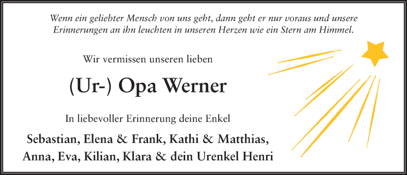  Traueranzeige für Werner Klüber vom 14.01.2017 aus 