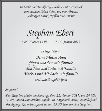 Traueranzeige von Stephan Ebert 