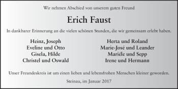 Traueranzeige von Erich Faust 