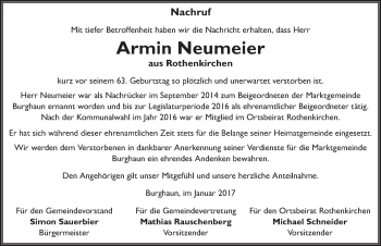 Traueranzeige von Armin Neumeier 