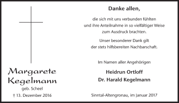 Traueranzeige von Margarete Kegelmann 