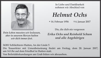 Traueranzeige von Helmut Ochs 