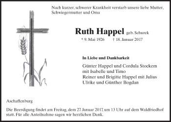 Traueranzeige von Ruth Happel 