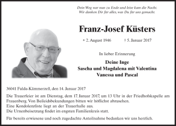 Traueranzeige von Franz-Josef Küsters 