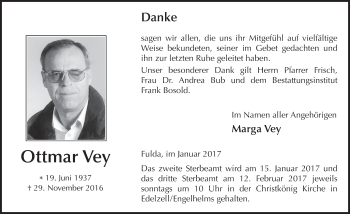 Traueranzeige von Ottmar Vey 
