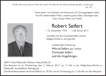Traueranzeige von Robert Seifert 