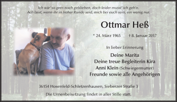 Traueranzeige von Ottmar Heß 