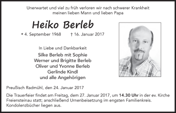 Traueranzeige von Heiko Berleb 