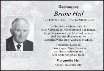 Traueranzeige von Bruno Heil 