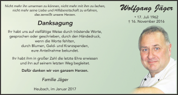 Traueranzeige von Wolfgang Jäger 