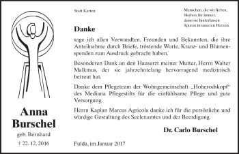 Traueranzeige von Anna Burschel 