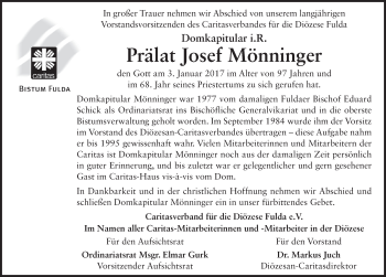 Traueranzeige von Josef Mönninger 