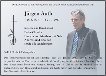 Traueranzeige von Jürgen Auth 