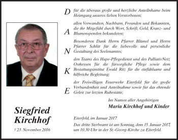 Traueranzeige von Siegfried Kirchhof 