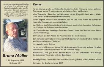 Traueranzeige von Bruno Müller 