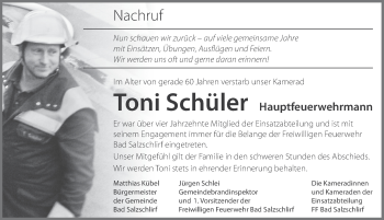 Traueranzeige von Anton Schüler 
