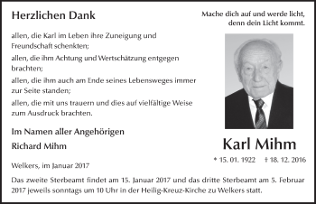Traueranzeige von Karl Mihm 
