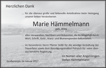 Traueranzeige von Marie Hämmelmann 