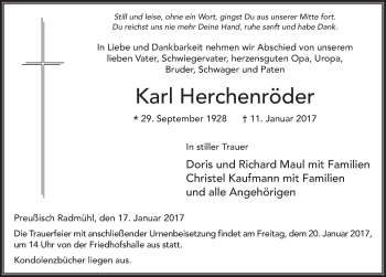 Traueranzeige von Karl Herchenröder 