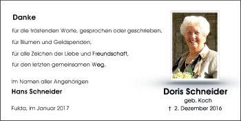 Traueranzeige von Doris Schneider 