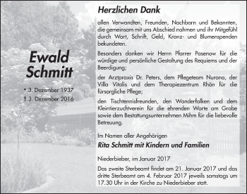 Traueranzeige von Ewald Schmitt 