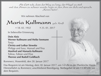 Traueranzeige von Maria Kullmann 