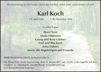 Traueranzeige von Karl Koch 