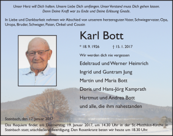 Traueranzeige von Karl Bott 