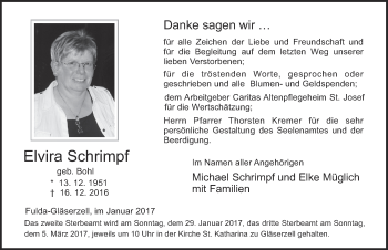 Traueranzeige von Elvira Schrimpf 