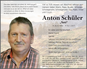 Traueranzeige von Anton Schüler 