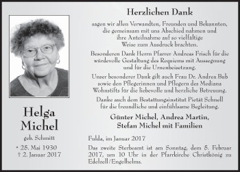 Traueranzeige von Helga Michel 