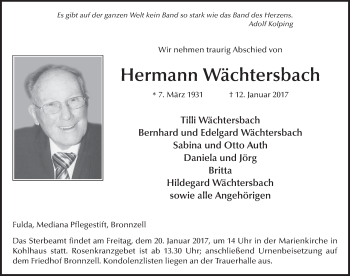 Traueranzeige von Hermann Wächtersbach 