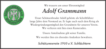 Traueranzeige von Adolf Grammann 