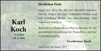 Traueranzeige von Karl Koch 