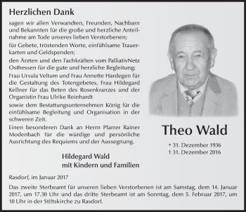 Traueranzeige von Theo Wald 